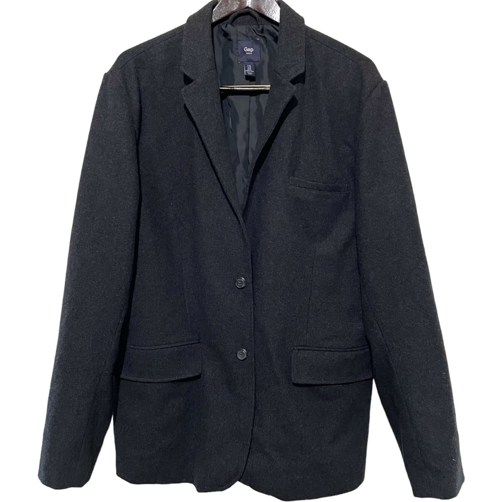 Gap Men’s Black Wool Peacoat Buttons US Size XL Mid Length Button Sleeves